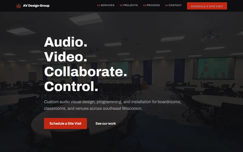 AV Design Group audio visual integration website homepage