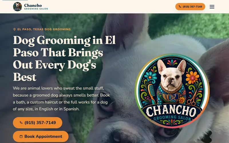 Chancho Grooming Salon dog grooming website homepage