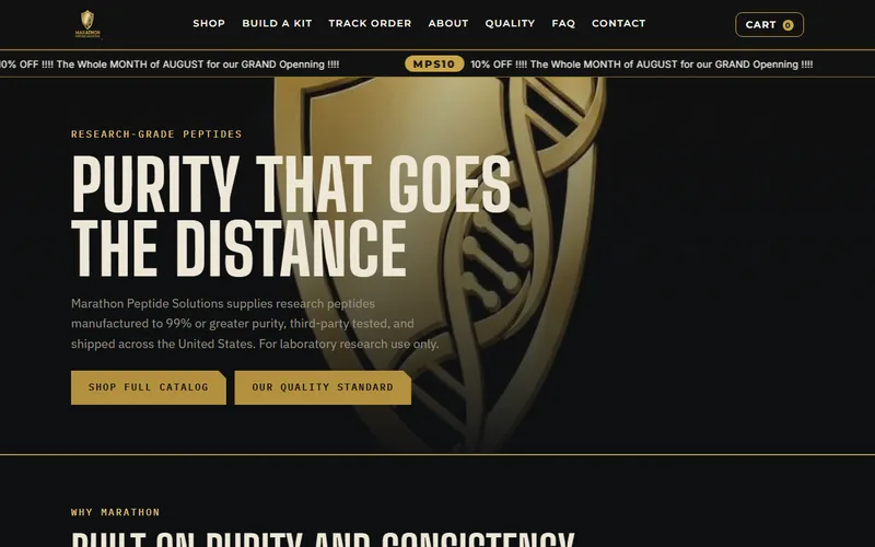 Marathon Peptide Solutions research peptide store homepage