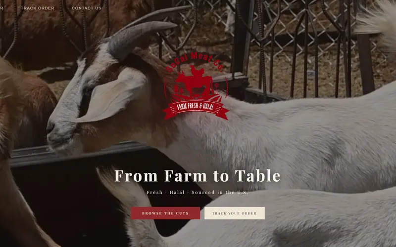 SoCal Meat Co. wholesale e-commerce website homepage, Corona CA