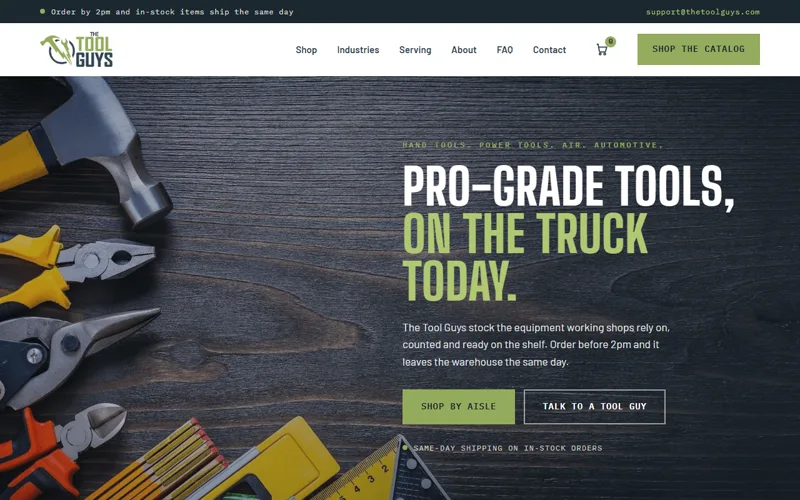 The Tool Guys tool e-commerce website homepage, Riverside CA